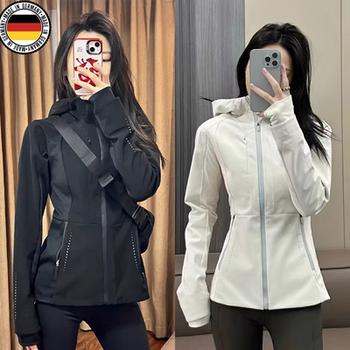 German Autumn and Winter Slim-Fit Softshell Jacket for Women, New Fleece-Lined Three-In-One Sports Coat, Waist-Cinching Slimming Top