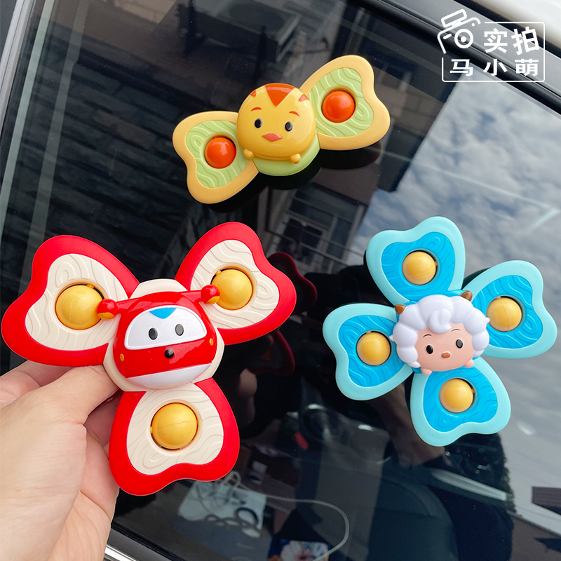 Douyin the same cartoon sucker turn music can bite dining table and chair baby bath car toy back row children