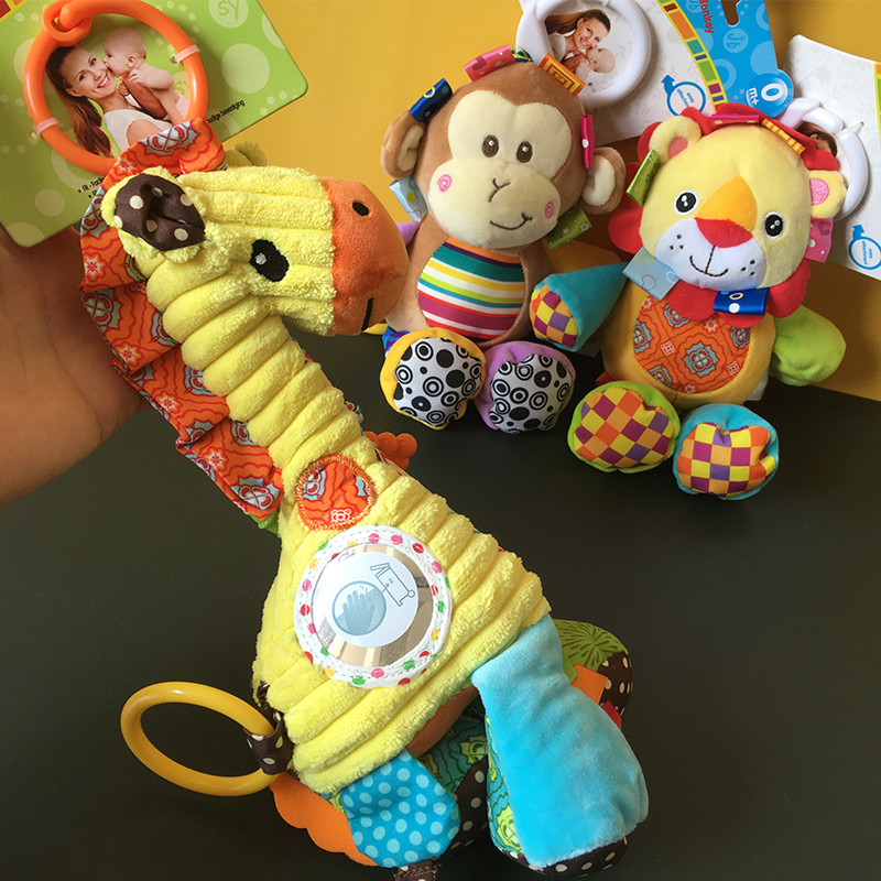 Baby stroller pendant toy with music pull bell bell baby doll can bite comfort doll newborn sleeping man