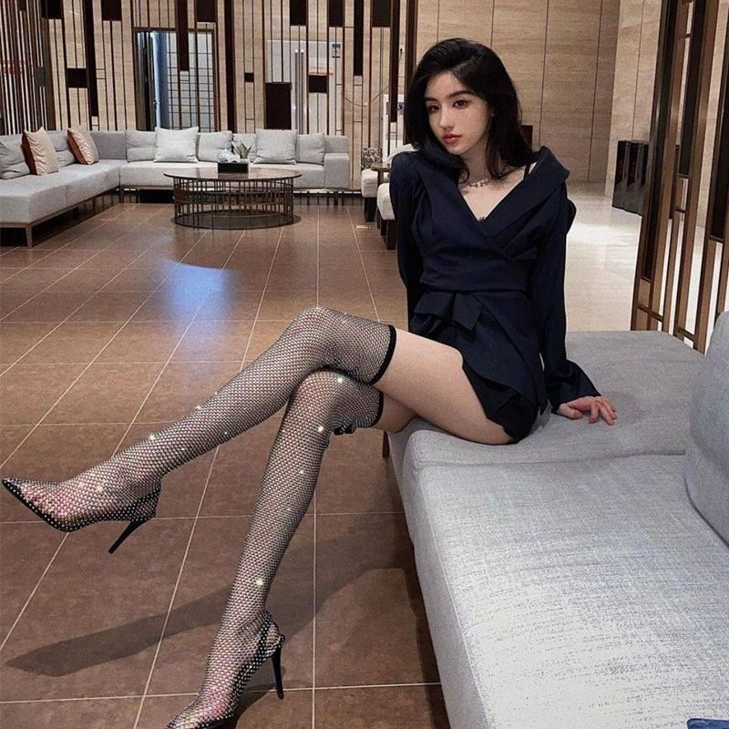2025 Super Popular Women's Long Boots with Unique Design, Leg-Shaping, Plus Size, Over-The-Knee, High-End Feel, New Style with Rhinestones and High Heels 2025 Super Popular Women's Long Boots with Unique Design, Leg-Shaping, Plus Size, Over-The-Knee, High-End Feel, New Style with Rhinestones and High Heels