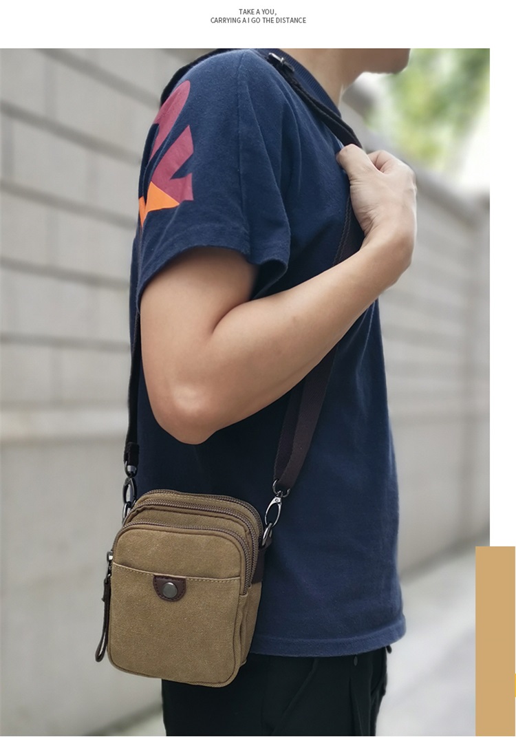 Túi đeo vai đơn nam túi thủy triều nhỏ túi vải nhỏ túi nhẹ nam điện thoại di động túi mini túi - Túi của con người balo gucci