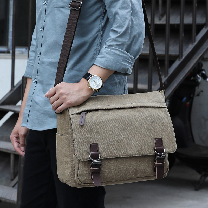 Shoulder bag men's canvas horizontal cross-Japanese large-capacity men's bag vintage postman bag men's bag cross-body bag