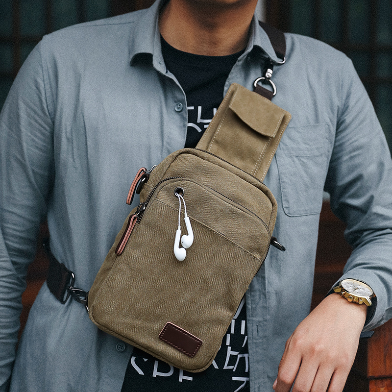 Summer single shoulder inclined satchel bag Male Shoulder Bag Canvas Chest Front Bag Casual Men's Bag Mini Chest Bag Small Satchel Bag