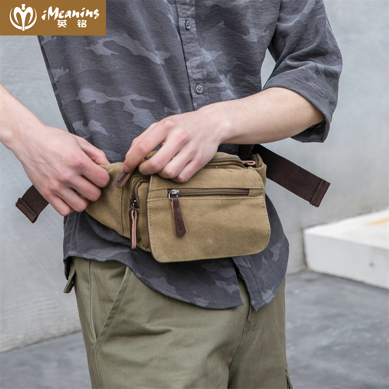 Inscriptions Canvas Bag pocket Small Men Leisure Chest Bag Multifunction Men Light Sport Individuality Diagonal Satchel Bag