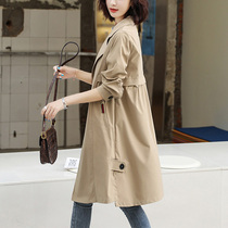 Khaki windbreaker womens long 2020 spring new thin coat womens spring and autumn Korean version loose coat women