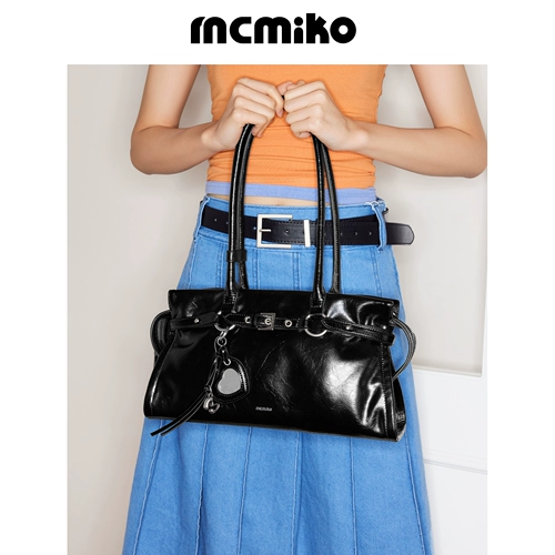 Mcmiko [Ballet Daughter] оригинальная сумка для подмышек, весна и лето 2025, нишевая черная сумка-багет из воловьей кожи