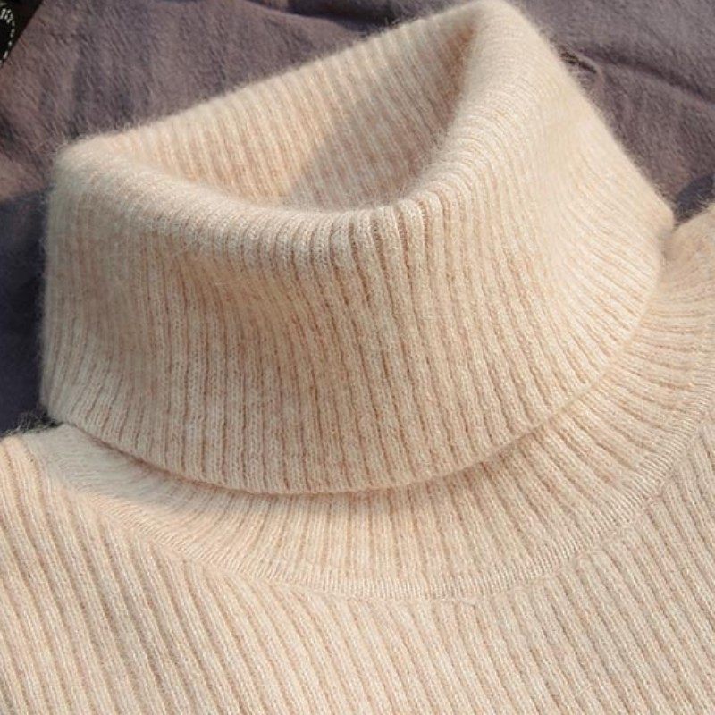 High collar sweater for matching coat of coat Autumn Winter New thickened uplift with soft glutinous long sleeves wool knit undershirt-Taobao