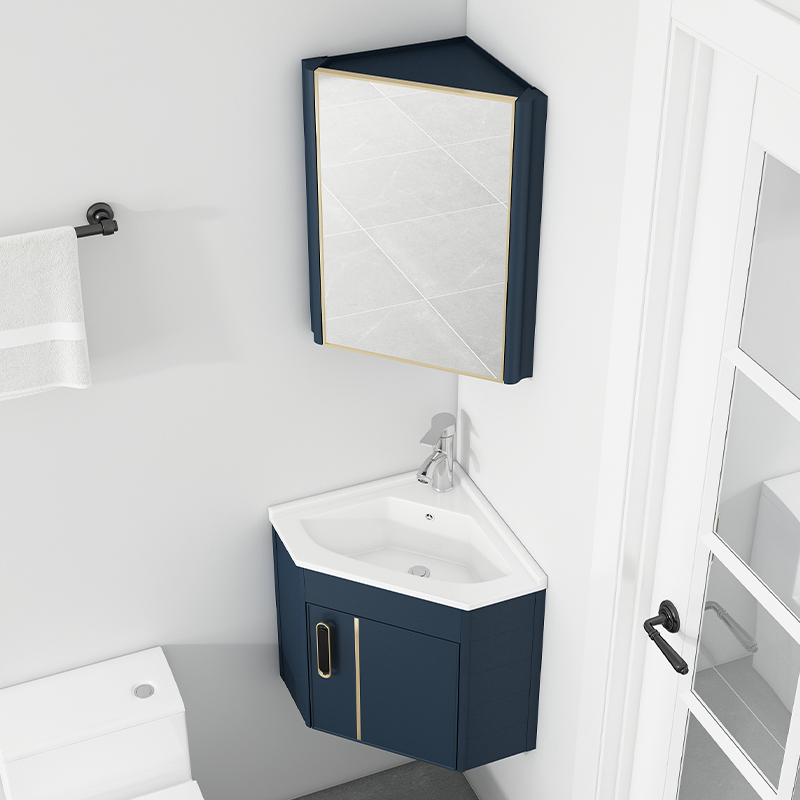 Small apartment wall-mounted washbasin ceramic corner washbasin pool household triangle washbasin cabinet combination mini