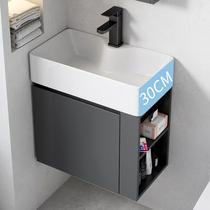 Gray solid wood bathroom cabinet combination bathroom small apartment wall-mounted washbasin washbasin integrated washbasin