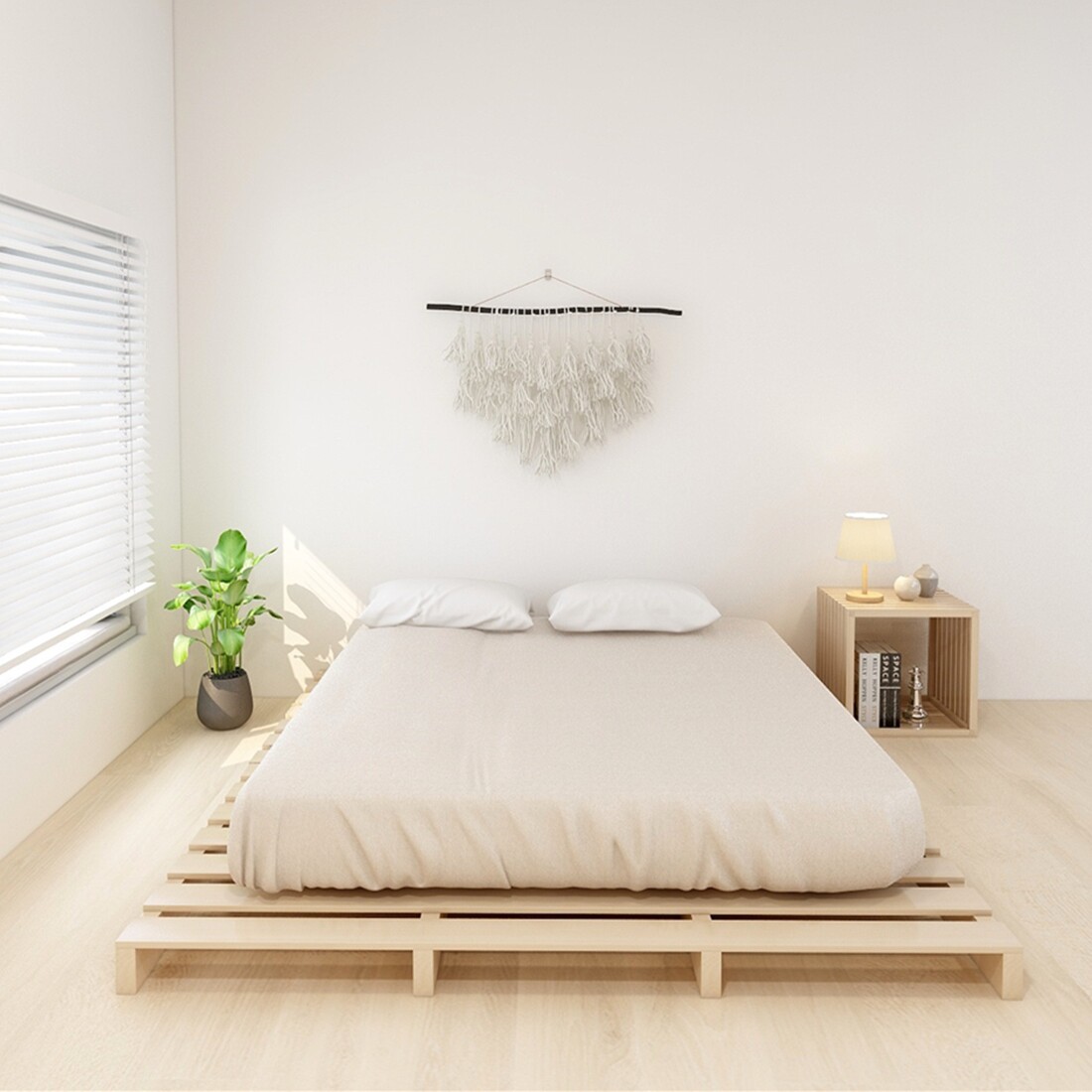 Custom ins floor bed frame Tatami pine board bed ribs frame Simmons floor bed B & B Rental Northern Europe
