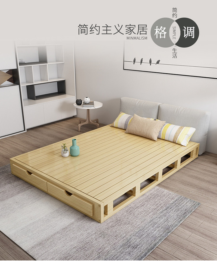 床架實木硬板床架落地床板1 5雙人1 8民宿床日式矮床ins榻榻米地臺床t 露天拍賣