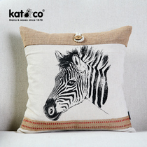 KatCo European and American personality down pillow Zebra printed cotton hemp button element sofa pillow chair cushion