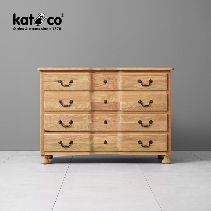 KatCo Nordic vintage oak four-drawer cabinet American country entrance cabinet Bedroom high TV cabinet Dining side cabinet
