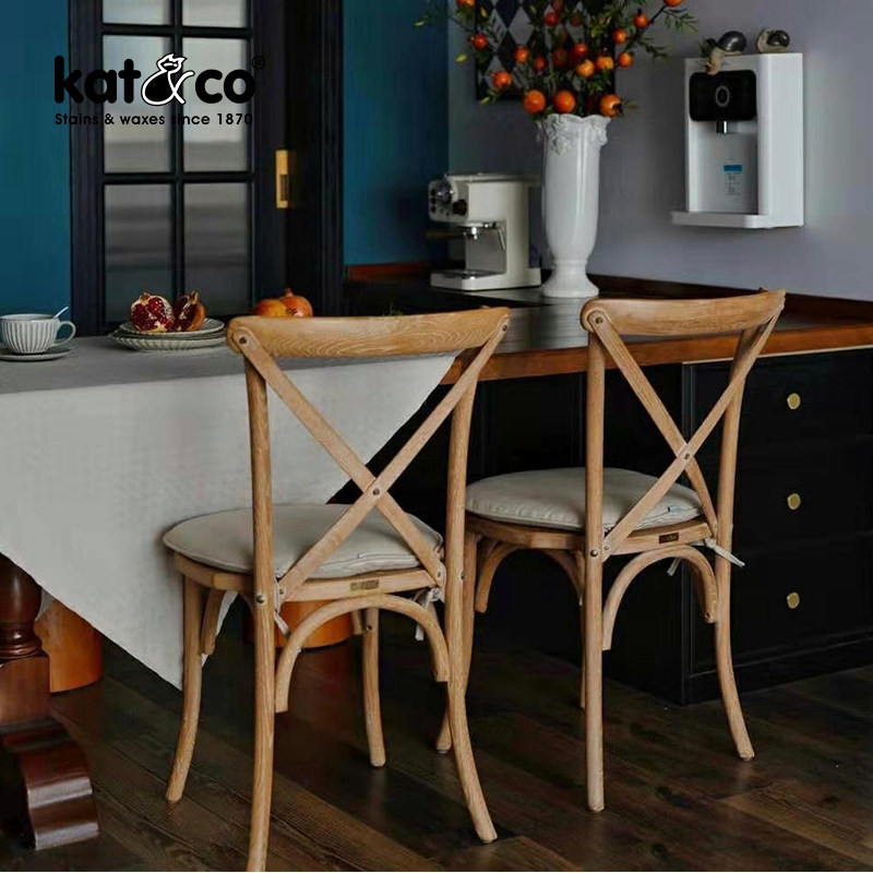 KatCo Retro Dining Chair American European-style Rural Oak Solid Wood Individuality Coffee Hall Fork Bone Cross Back Chair
