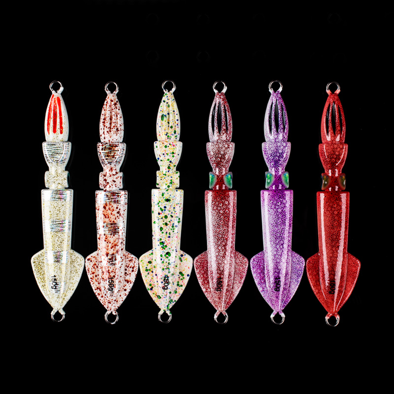 New Japan Tongan 3D printed luminous squid iron plate bait road subbait boat fishing bait 150 gr Fast pumping slow shaking bait