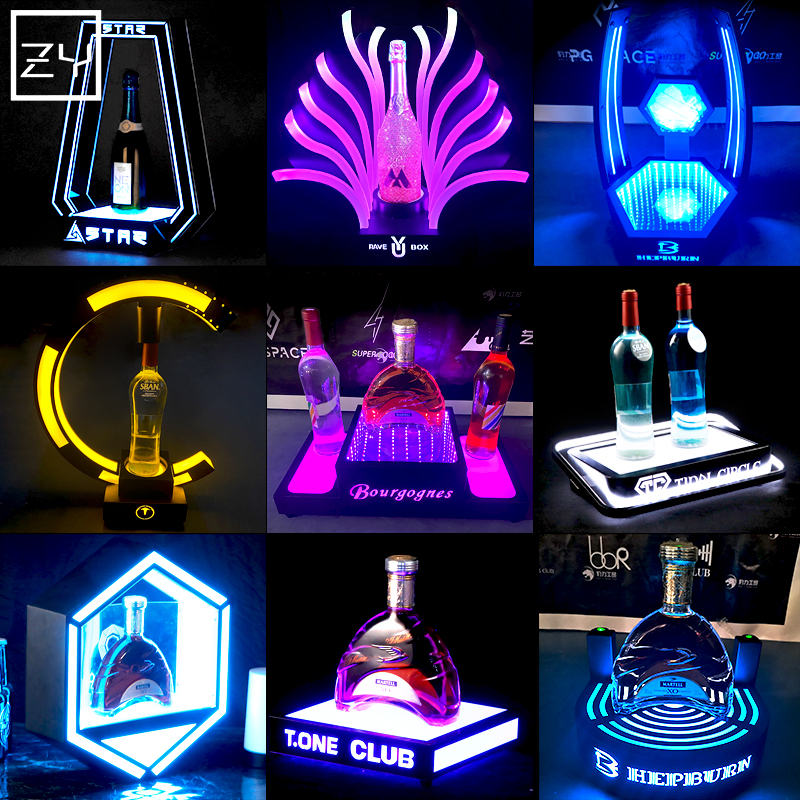 Bar KTV Luminous Wine Seat Champagne Rack Charged Foreign Wine Red Wine Exhibition Rack Seven Colorful Wine Racks Out of Wine Props Customizable