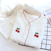 Summer months May postnatal May March April April Pure cotton gauze breastfeeding pregnant woman Sleepwear thin three summers