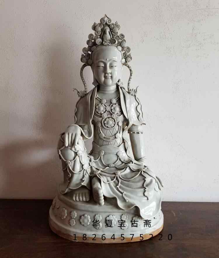 中国美術品、德州窑白瓷、观世音大佛像、超美品、