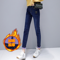 Jeans Woman 2021 New Plus Suede Thickened Small Leggings Lady Winter High Waist Repair Body Display Slim Autumn Winter Pants