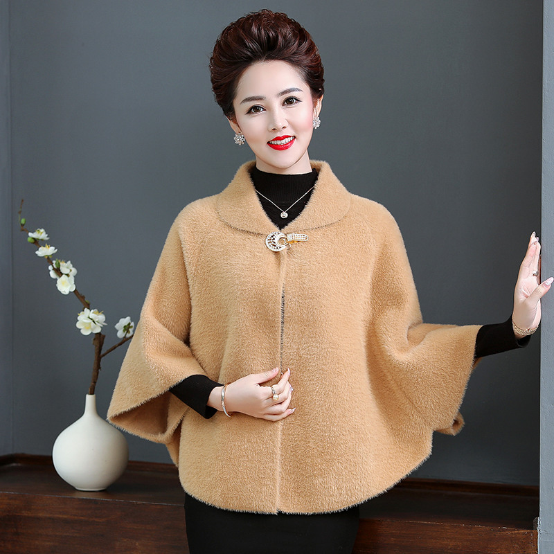 Middle aged sweater 40 1 50 year old spring clothing lamb wool mink outerwear women's mother spring expensive madam fur coats