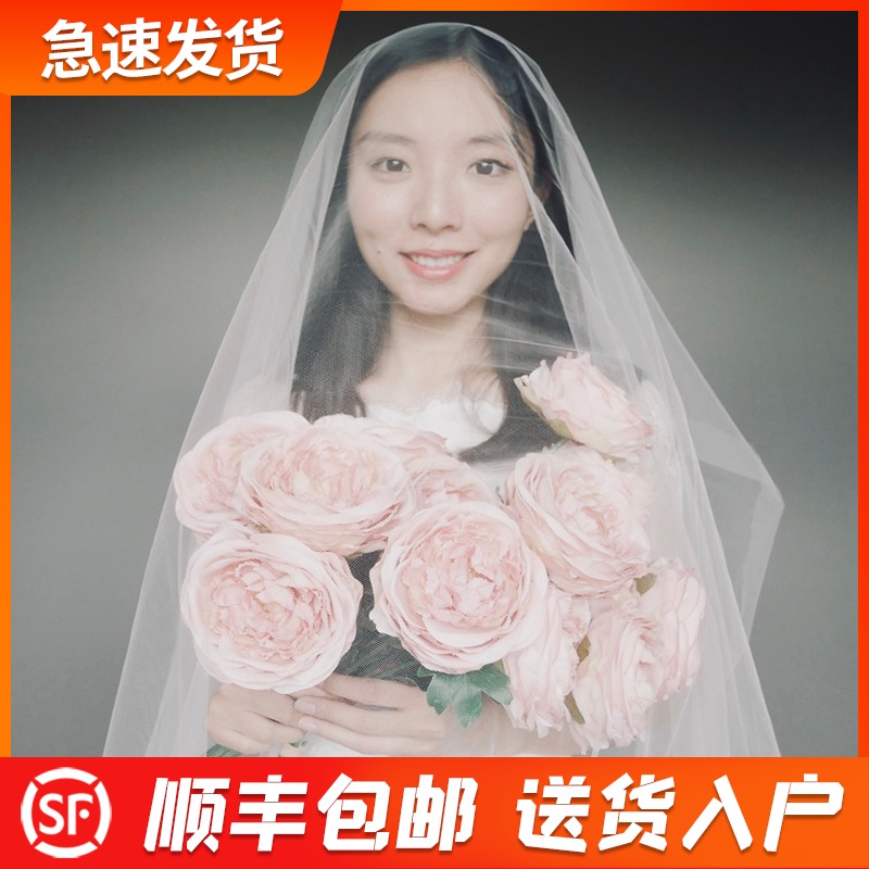 Veil bride new Korean travel nude yarn wedding forest department photo long tail plain yarn wedding headdress super fairy