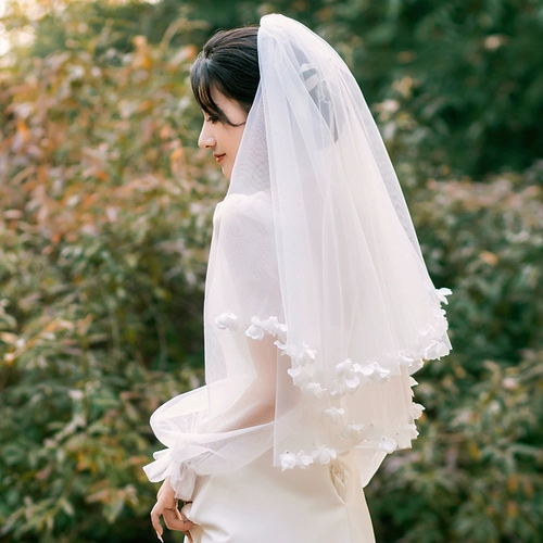 Фата 2024, новый стиль, тиара невесты, основной реквизит для свадебной фотосессии, чтобы получить сертификат, свадебное предложение, белый жемчужный цветок