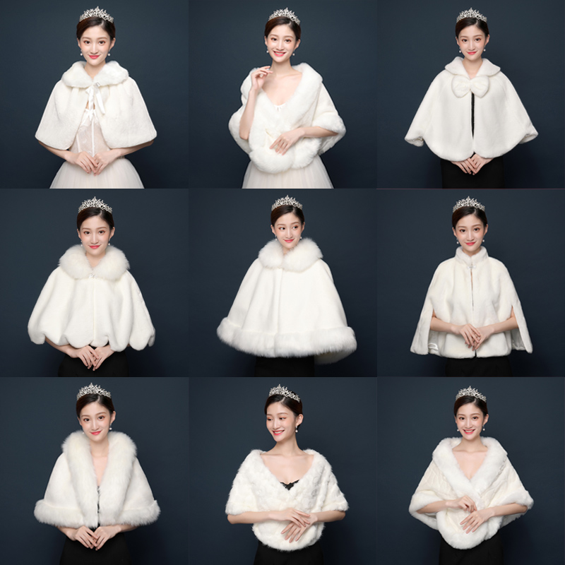 Bridal Wedding Wool Shawl Woman Winter Wedding Warm Wedding White Cloak Qipao Jacket Red Large Size Cloak