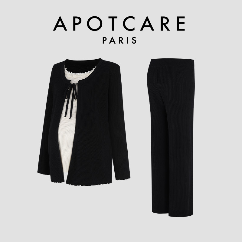 France Apotcare Maternity Wear Spring and Autumn Style Fashionable High-End Outfit Top with a Slimming Effect and Belly-Covering Set