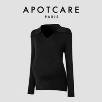 French APOTCARE maternity wear autumn and winter base layer warm inner layer knitted stretch top autumn and winter clothing