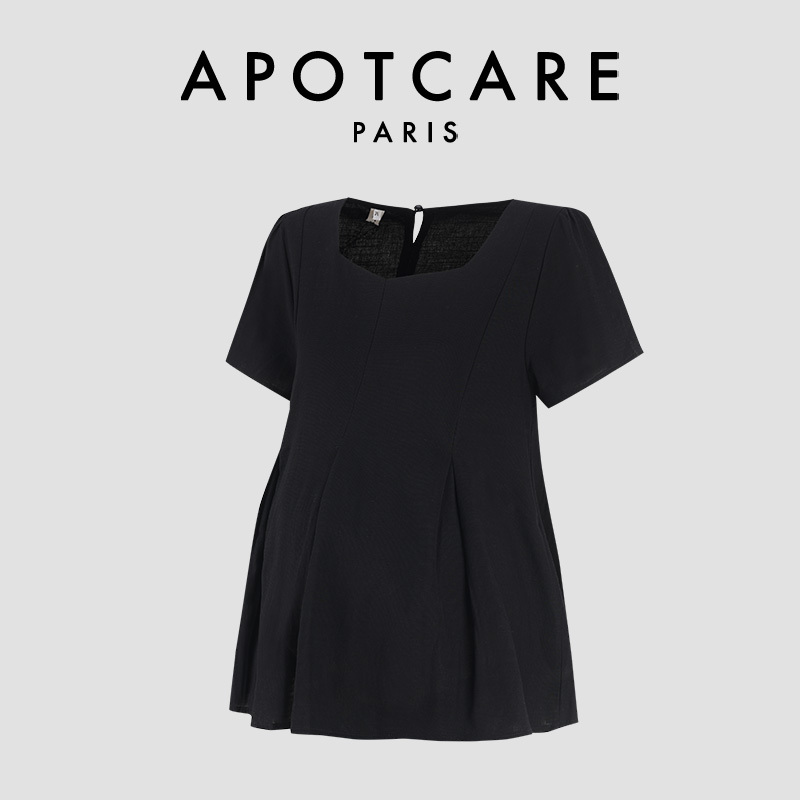 French Apotcare Maternity Wear Summer New Loose-Fitting Feminine Square-Neck Shirt Slimming Babydoll Top French Apotcare Maternity Wear Summer New Loose-Fitting Feminine Square-Neck Shirt Slimming Babydoll Top