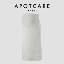 French APOTCARE maternity wear autumn loose and comfortable gray high-waist belly-supporting mid-length skirt