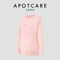 French APOTCARE maternity wear autumn and winter loose pink natal year of the dragon sweater long-sleeved round neck sweater