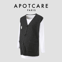 French APOTCARE maternity wear autumn and winter trendy slim knitted cardigan loose and versatile vest suit