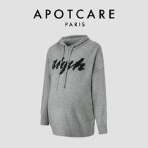 France APOTCARE maternity wear autumn and winter retro embroidered long-sleeved hooded sweater elegant temperament sweater