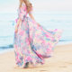 Dress Summer 2024 Floral Chiffon Long Swing Skirt ໄປພັກຜ່ອນຫາດຊາຍ Loose Large Skirt Long Skirt Fairy