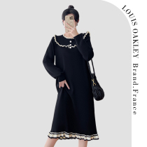 French LOUIS OAKLEY French maternity wear spring and autumn new long-sleeved small fragrant fake two-piece knitted dress