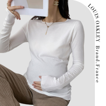 French LOUIS OAKLEY French maternity wear spring and autumn fashionable sweet round neck large size bottoming sweater for women