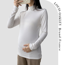 French LOUIS OAKLEY French maternity wear spring and autumn fashionable sweet high collar bottoming sweater tops for women