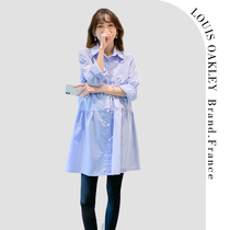 Французский стиль жестика Луи Оакли платье 2024 весна осенняя беременность костюм с длинной рубашкой с одежкой сырой