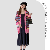 French LOUIS OAKLEY French maternity wear spring and autumn new striped sweater jacket casual knitted suspender skirt