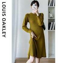 French LOUIS OAKLEY French maternity wear spring and autumn dress new mid-length pregnancy base layer