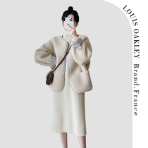 French LOUIS OAKLEY French maternity wear spring and autumn fashionable thickened versatile lamb wool loose coat for women