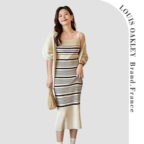 French LOUIS OAKLEY French maternity wear autumn and winter gentle style knitted cardigan suspender dress suit