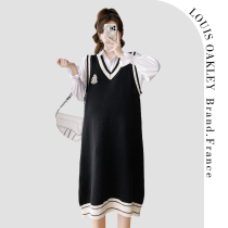 French LOUIS OAKLEY French maternity wear spring and autumn fashion college style shirt knitted vest suit for women