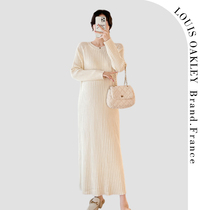 French LOUIS OAKLEY French maternity wear spring and autumn fashion loose large size knitted long-sleeved dress for women