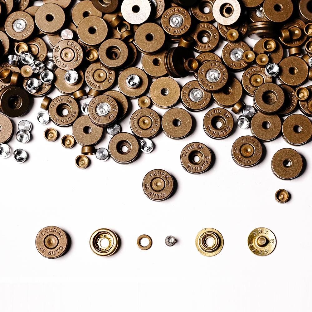 Creative DIY brass buttons FEDERAL 45 BULLET SHELL SCREWS ACCESSORIES JAPAN YKK PURE COPPER FOUR SNAP