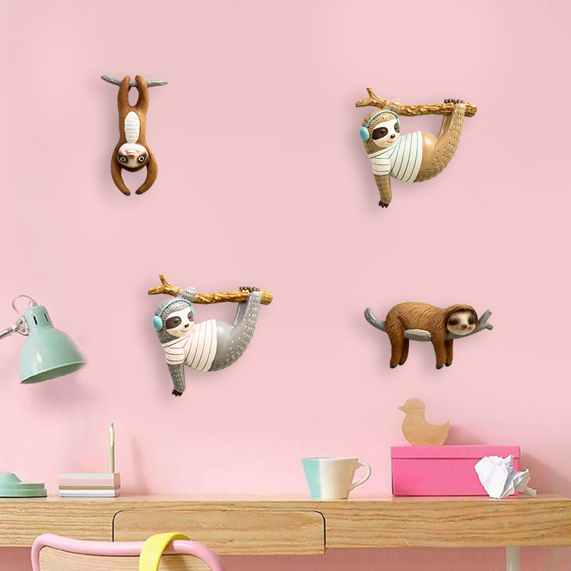 Creative Cute Tree Sloth Wall Adornment Nordic Ins Girl Hearts Bedroom Rooms Arrange Wall Pendant Wall Hanging