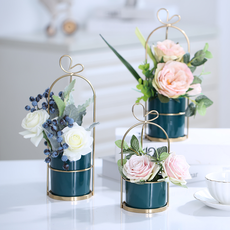 Modern minimalist light and luxurious table decoration floral living room emulated floral bouquet potted plant swaying pieces TV cabinet Flowers hem flowers