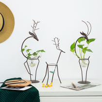 Simple modern fawn personality creative green flower glass green plant hydroponic vase table ornaments