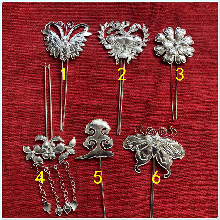Hanfu accessories Chinese bridal wedding hairpin Hairpin Drama Group Movie of the Ancient Costume head Accessories Handmade pinch silver-colored Zhengfeng-Taobao